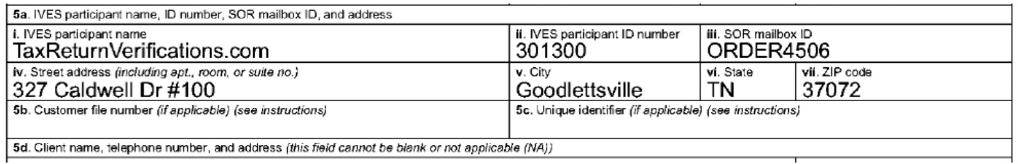 CORR-Non-Del 24-105 TaxReturnVerifications.com